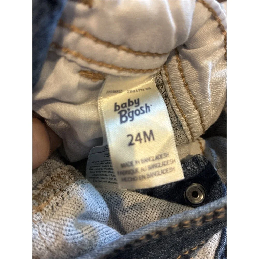 OshKosh baby B'gosh Overalls 24M Blue Denim Vestbak Classic Square Logo Bib